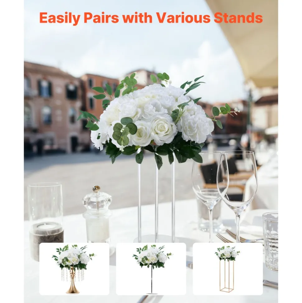 VEVOR Flower Balls Arrangement Bouquet 10 PCS, 17.7-Inch Diameter Artificial Flower Balls Wedding White Roses Centerpieces, Faux Flowers Arrangements for Wedding Centerpiece Home Table Decorations