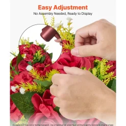 VEVOR Flower Balls Arrangement Bouquet 10 PCS, 9.5-Inch Wedding Red Roses Centerpieces, Fake Flowers Kissing Balls Decor Artificial Floral Arrangements Flower Bouquet for Home Party Table Decorations