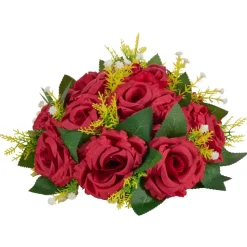 VEVOR Flower Balls Arrangement Bouquet 10 PCS, 9.5-Inch Wedding Red Roses Centerpieces, Fake Flowers Kissing Balls Decor Artificial Floral Arrangements Flower Bouquet for Home Party Table Decorations