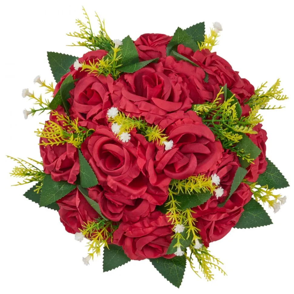 VEVOR Flower Balls Arrangement Bouquet 10 PCS, 9.5-Inch Wedding Red Roses Centerpieces, Fake Flowers Kissing Balls Decor Artificial Floral Arrangements Flower Bouquet for Home Party Table Decorations