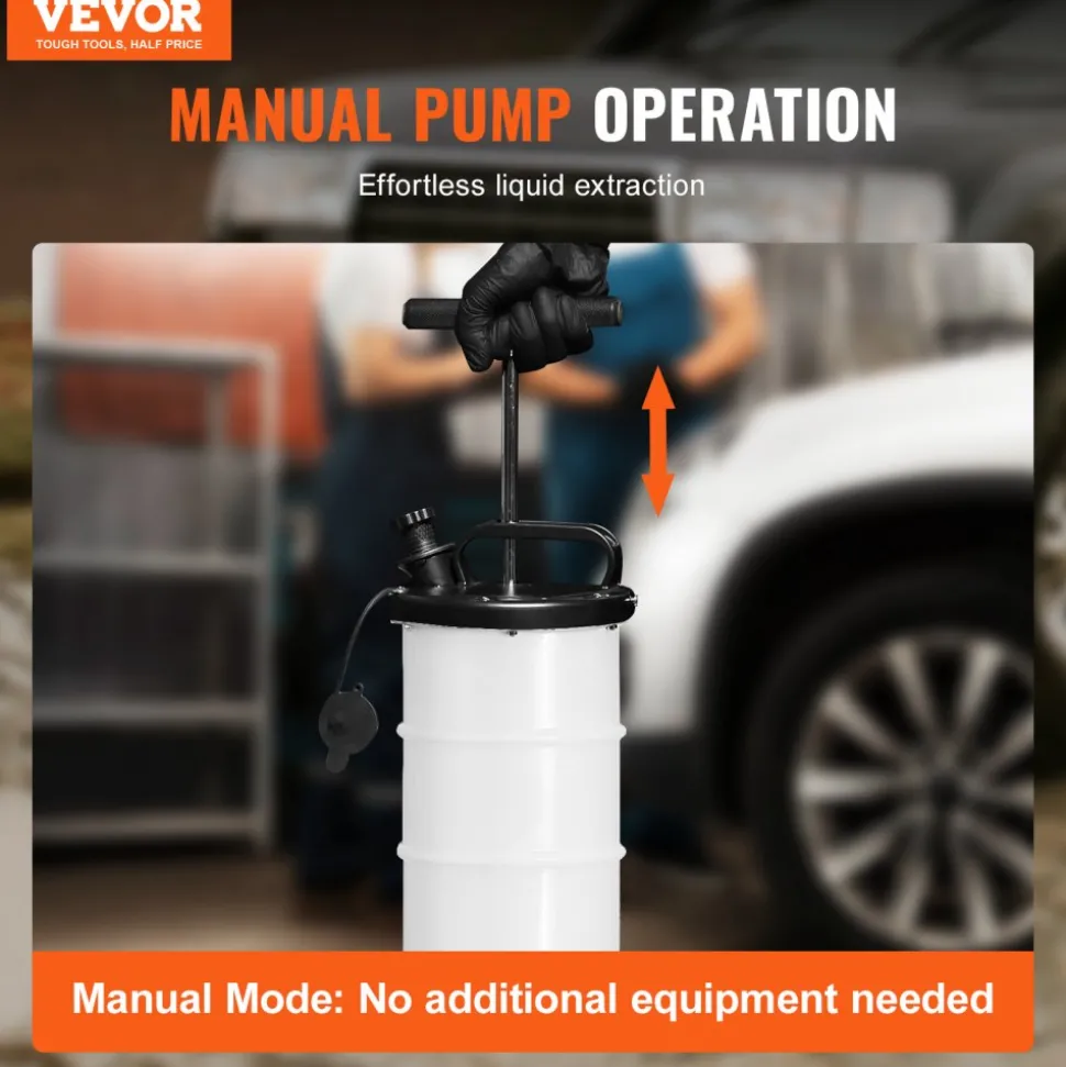 VEVOR Fluid Extractor, 1.74 Gallons (6.5 Liters), Pneumatic/Manual Oil Changer Vacuum Fluid Extractor with Dipstick and Suction Hose, Oil Extractor Change Pump for Automotive Fluids Vacuum Evacuation