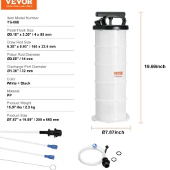 VEVOR Fluid Extractor, 1.74 Gallons (6.5 Liters), Pneumatic/Manual Oil Changer Vacuum Fluid Extractor with Dipstick and Suction Hose, Oil Extractor Change Pump for Automotive Fluids Vacuum Evacuation