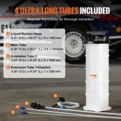 VEVOR Fluid Extractor, 1.74 Gallons (6.5 Liters), Pneumatic/Manual Oil Changer Vacuum Fluid Extractor with Dipstick and Suction Hose, Oil Extractor Change Pump for Automotive Fluids Vacuum Evacuation