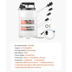 VEVOR Fluid Extractor, 9.5 L Capacity, Manual Vacuum Oil Extractor Pump with 59 in Long Horse & Three 47 in Extension Tubes, Oil Change Pump with HDPE Tank for Cars, Lawn Mowers, Boats, Motorcycles