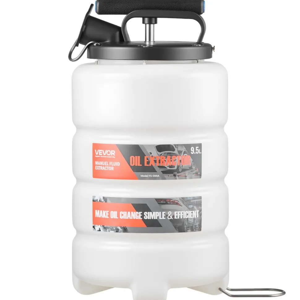 VEVOR Fluid Extractor, 9.5 L Capacity, Manual Vacuum Oil Extractor Pump with 59 in Long Horse & Three 47 in Extension Tubes, Oil Change Pump with HDPE Tank for Cars, Lawn Mowers, Boats, Motorcycles