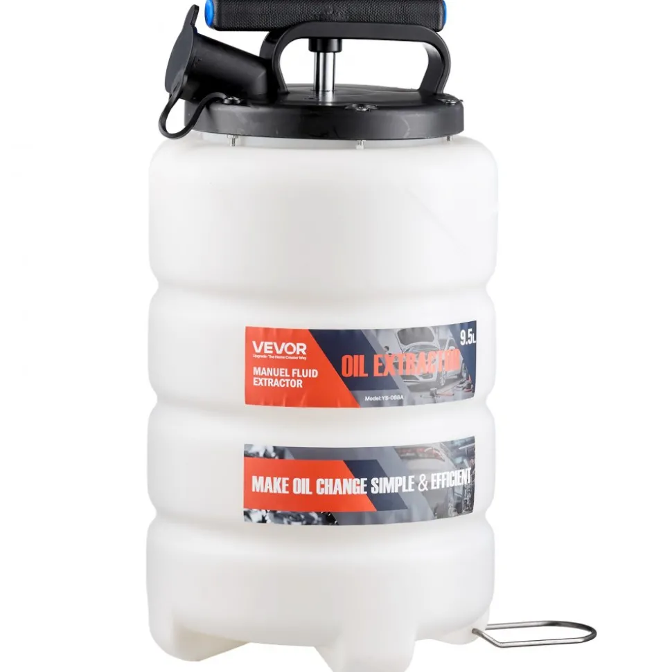 VEVOR Fluid Extractor, 9.5 L Capacity, Manual Vacuum Oil Extractor Pump with 59 in Long Horse & Three 47 in Extension Tubes, Oil Change Pump with HDPE Tank for Cars, Lawn Mowers, Boats, Motorcycles