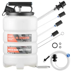 VEVOR Fluid Extractor, 9.5 L Capacity, Manual Vacuum Oil Extractor Pump with 59 in Long Horse & Three 47 in Extension Tubes, Oil Change Pump with HDPE Tank for Cars, Lawn Mowers, Boats, Motorcycles