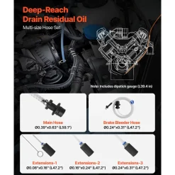 VEVOR Fluid Extractor, 9.5 L Capacity, Manual Vacuum Oil Extractor Pump with 59 in Long Horse & Three 47 in Extension Tubes, Oil Change Pump with HDPE Tank for Cars, Lawn Mowers, Boats, Motorcycles