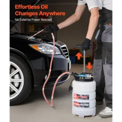 VEVOR Fluid Extractor, 9.5 L Capacity, Pneumatic/Manual Vacuum Oil Extractor Pump with 59 in Long Horse & Three 47 in Extension Tubes, Oil Change Pump with PE Tank for Cars, Lawn Mowers, Boats