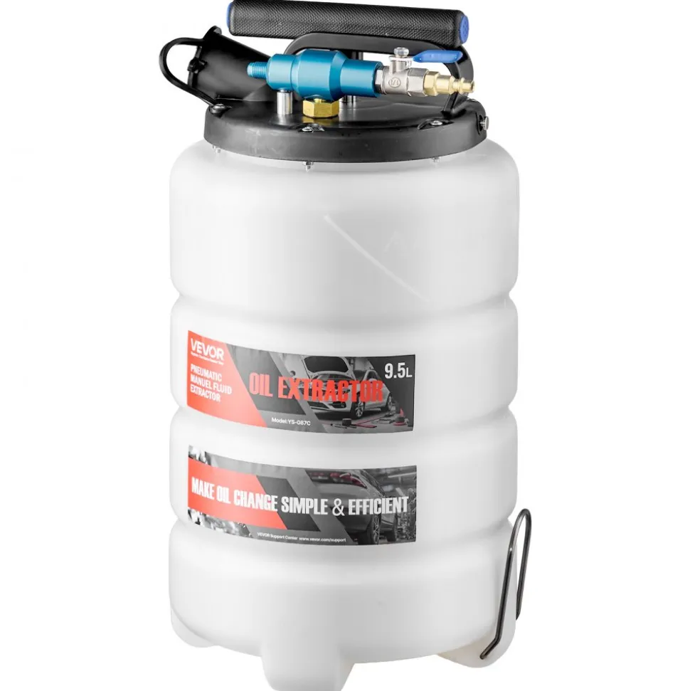 VEVOR Fluid Extractor, 9.5 L Capacity, Pneumatic/Manual Vacuum Oil Extractor Pump with 59 in Long Horse & Three 47 in Extension Tubes, Oil Change Pump with PE Tank for Cars, Lawn Mowers, Boats