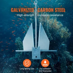 VEVOR Fluke Style Anchor Kit, 8.5 LBS Hot-Dipped Galvanized Steel Fluke Anchor with 7.9' Chain, 75' Rope and Two 0.4
