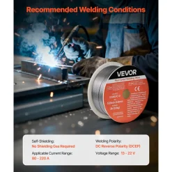 VEVOR Flux Core MIG Welding Wire, E308LFC-O 0.03-inch 2 LBS, Gasless Stainless Steel Welding Wire with Low Spatter for All Position Arc Welding, Self-Shielded for Outdoor Use