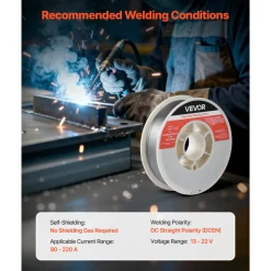 VEVOR Flux Core MIG Welding Wire, E71T-11 0.035-inch 10 LBS, Gasless Mild Steel Welding Wire with Low Spatter for All Position Arc Welding, Self-Shielded for Outdoor Use