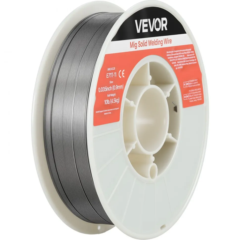 VEVOR Flux Core MIG Welding Wire, E71T-11 0.035-inch 10 LBS, Gasless Mild Steel Welding Wire with Low Spatter for All Position Arc Welding, Self-Shielded for Outdoor Use