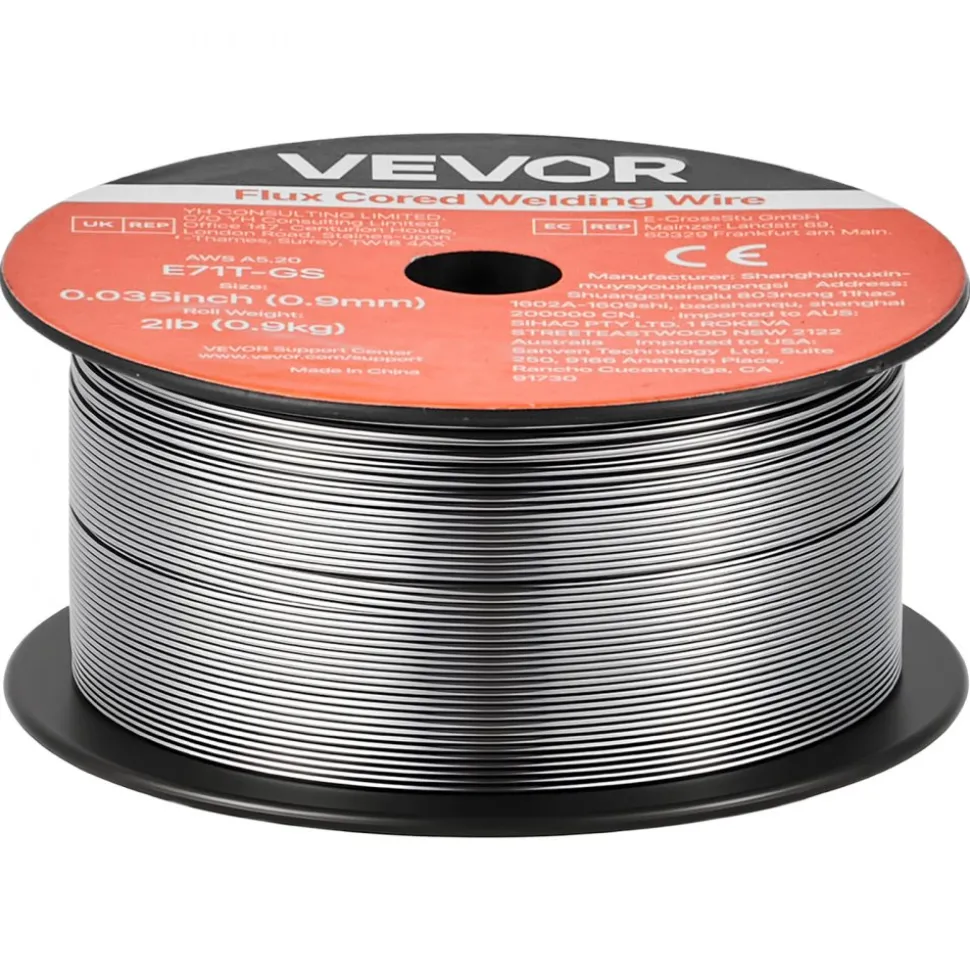 VEVOR Flux Core MIG Welding Wire, E71T-11 0.035-inch 1 LBS, Gasless Mild Steel Welding Wire with Low Spatter for All Position Arc Welding, Self-Shielded for Outdoor Use (Pack of 3 Rolls)