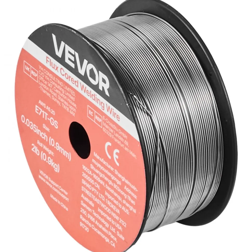 VEVOR Flux Core MIG Welding Wire, E71T-11 0.035-inch 1 LBS, Gasless Mild Steel Welding Wire with Low Spatter for All Position Arc Welding, Self-Shielded for Outdoor Use (Pack of 3 Rolls)