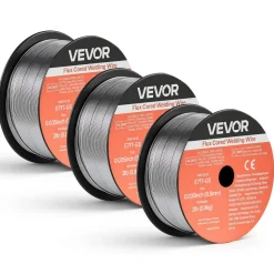 VEVOR Flux Core MIG Welding Wire, E71T-11 0.035-inch 1 LBS, Gasless Mild Steel Welding Wire with Low Spatter for All Position Arc Welding, Self-Shielded for Outdoor Use (Pack of 3 Rolls)