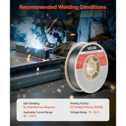 VEVOR Flux Core MIG Welding Wire, E71T-11 0.03-inch 10 LBS, Gasless Mild Steel Welding Wire with Low Spatter for All Position Arc Welding, Self-Shielded for Outdoor Use