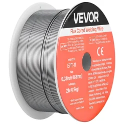 VEVOR Flux Core MIG Welding Wire, E71T-11 0.03-inch 2 LBS, Gasless Mild Steel Welding Wire with Low Spatter for All Position Arc Welding, Self-Shielded for Outdoor Use
