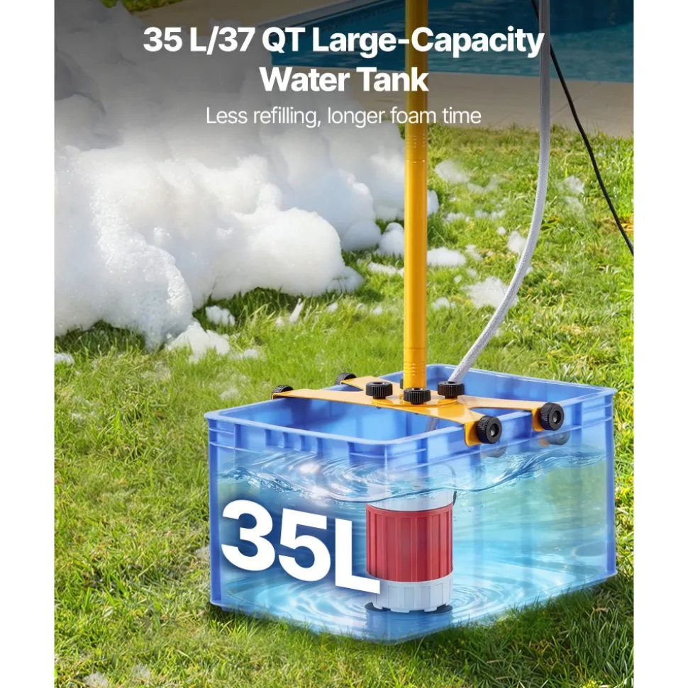 VEVOR Foam Machine, Adjustable Angle Control Foam Cannon Party Machine, Bubble Cannon with 37QT Water Tank, Stable Vertical Design, Dense Foams Maker for Gatherings, Celebrations & Party