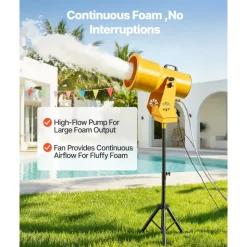 VEVOR Foam Machine, Auto Oscillation Foam Cannon Party Machine, Bubble Cannon with Fan, 3-Color LED Lights & Triangular Structure, Dense Foams Maker for Gatherings, Backyard, Celebrations & Party