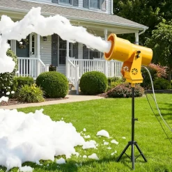 VEVOR Foam Machine, Auto Oscillation Foam Cannon Party Machine, Bubble Cannon with Fan, 3-Color LED Lights & Triangular Structure, Dense Foams Maker for Gatherings, Backyard, Celebrations & Party