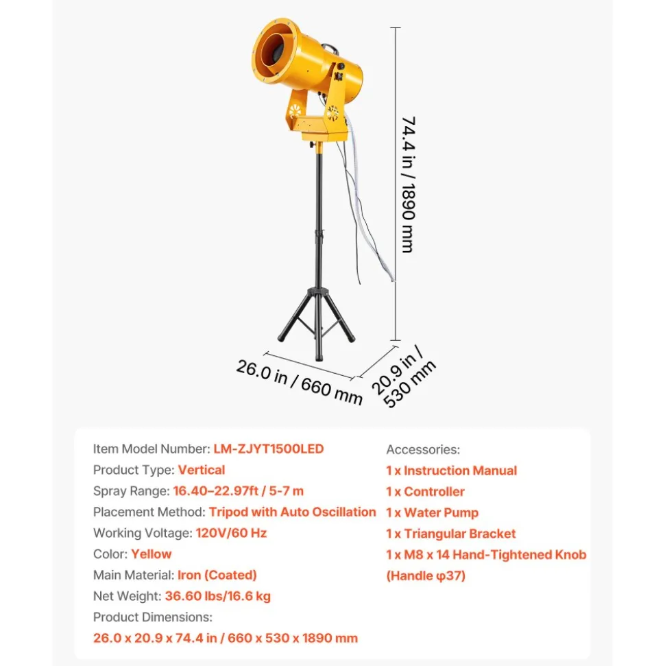 VEVOR Foam Machine, Auto Oscillation Foam Cannon Party Machine, Bubble Cannon with Fan, 3-Color LED Lights & Triangular Structure, Dense Foams Maker for Gatherings, Backyard, Celebrations & Party