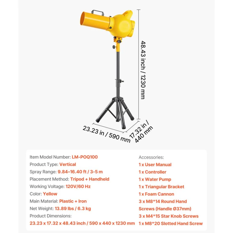 VEVOR Foam Machine, Handheld Spray Foam Cannon Party Machine, Bubble Cannon with Fan & Triangular Structure, Dense Foams Maker for Gatherings, Backyard, Celebrations & Party, Continuous Foams Output