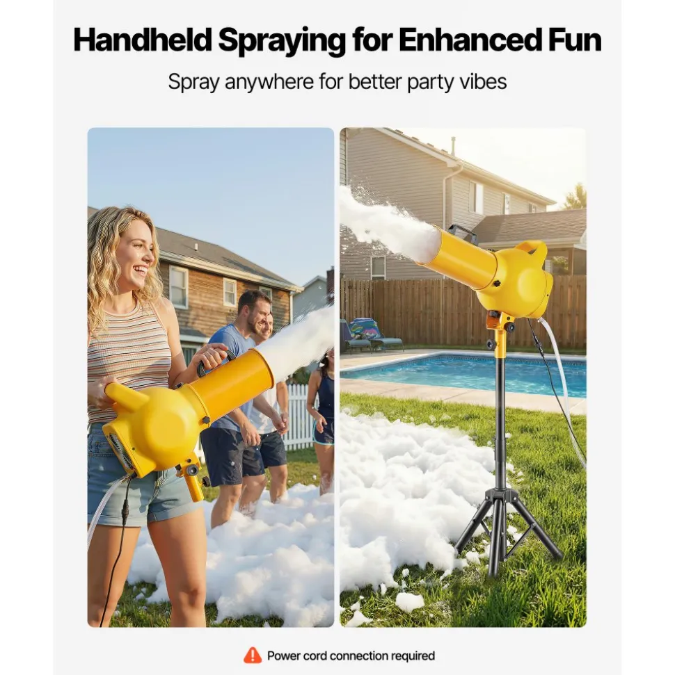 VEVOR Foam Machine, Handheld Spray Foam Cannon Party Machine, Bubble Cannon with Fan & Triangular Structure, Dense Foams Maker for Gatherings, Backyard, Celebrations & Party, Continuous Foams Output