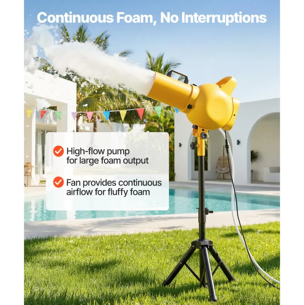 VEVOR Foam Machine, Handheld Spray Foam Cannon Party Machine, Bubble Cannon with Fan & Triangular Structure, Dense Foams Maker for Gatherings, Backyard, Celebrations & Party, Continuous Foams Output