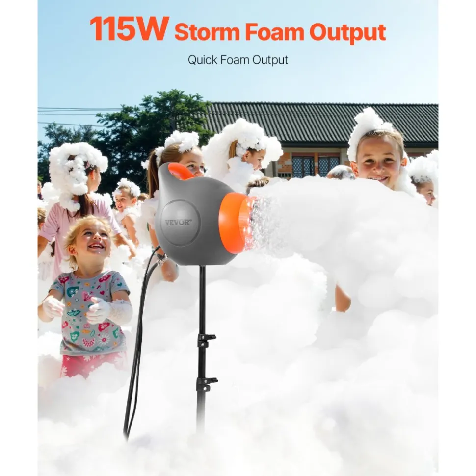 VEVOR Foam Machine, 115 W Party Foam Cannon, Portable Foam Maker with a Tripod Stand, Powerful Foam Party Machine, for Backyard, Pool, Outdoor Events, Birthdays, Celebrations and Party, Grey & Orange