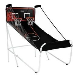 VEVOR Foldable Basketball Arcade Game, 2 Player Indoor Basketball Game, Home Dual Shot Sport with 5 Balls, 8 Game Modes, Electronic Scoreboard, and Inflation Pump, for Kids, Adults (Black & White)