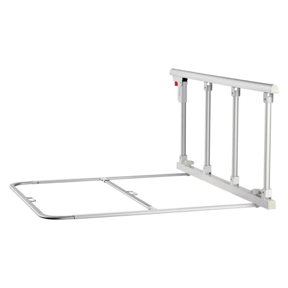 VEVOR Foldable Bed Rail for Elderly, 38 in Bedside Assist Rail with Fixing Strap, Adjustable Height Pipe Bedside Cane, High-Strength Metal Senior Bed Bar, Hand Guard Grab Fits King, Queen, Full, Twin