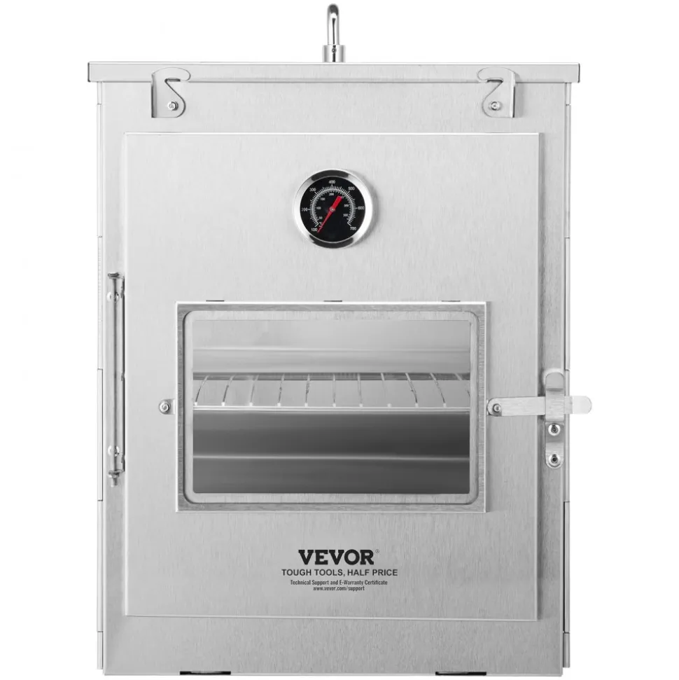 VEVOR Foldable Camping Oven, Stainless Steel Portable Camping Stove, with 3 Tier Grill, Handle and Thermometer, Use with Wood Burning Fire, Propane Stoves, for Baking Bread, Pizza, Outdoor Cooking