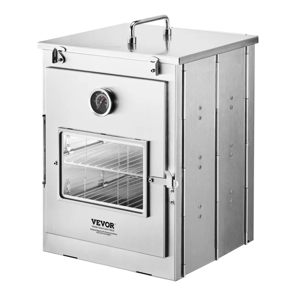 VEVOR Foldable Camping Oven, Stainless Steel Portable Camping Stove, with 3 Tier Grill, Handle and Thermometer, Use with Wood Burning Fire, Propane Stoves, for Baking Bread, Pizza, Outdoor Cooking