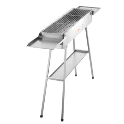 VEVOR Foldable Charcoal Grill, 250 sq.in. Portable Charcoal Barbecue Grill with Liftable Charcoal Tray & Side Tables, Brushed Stainless Steel BBQ Cooking Grills for Outdoor Camping Backyard Parties