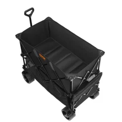 VEVOR Foldable Double Decker Wagon, 400L Collapsible Wagon Cart with All-Terrain Wheels, Heavy Duty Folding Wagon Cart 350-450 lbs Weight Capacity for Camping, Shopping, Garden, 52" Extra Long Extender
