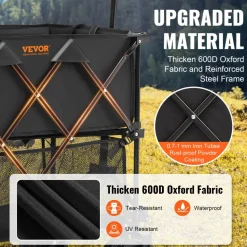 VEVOR Foldable Double Decker Wagon, 400L Collapsible Wagon Cart with All-Terrain Wheels, Heavy Duty Folding Wagon Cart 350-450 lbs Weight Capacity for Camping, Shopping, Garden, 52