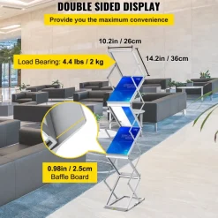 VEVOR Foldable Magazine Display Rack, 6 Pockets Pop-Up Brochure Display Stand, Double-Sided Display Catalog Literature Holder Stand, Portable with Carrying Bag for Office Trade Show Exhibitions