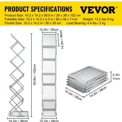 VEVOR Foldable Magazine Display Rack, 6 Pockets Pop-Up Brochure Display Stand, Double-Sided Display Catalog Literature Holder Stand, Portable with Carrying Bag for Office Trade Show Exhibitions