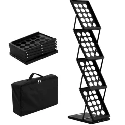 VEVOR Foldable Magazine Display Rack, 4-Tier Brochure Literature Display Stand, Portable Catalog Brochure Holder Stand with Carrying Bag for Office Trade Show Exhibitions, 4 Pockets