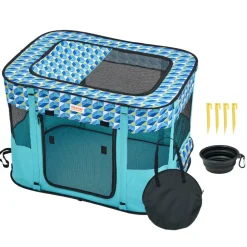 VEVOR Foldable Pet Playpen, 32'' x 24'' x 22'' Portable Dog Playpen, Crate Kennel for Puppy, Dog, Cat, Waterproof 600D Oxford Cloth, Removable Zipper, for Indoor Outdoor Travel Camping (Rectangle, S)