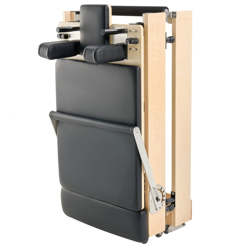 VEVOR Foldable Pilates Reformer, Wooden Pilates Workout Machine for Home Gym Studio Use, Pilates Bed with Dual Resistance- Spring & Cord, Reformer Set with Sitting Box, Up to 400 LBS