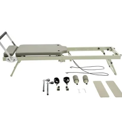 VEVOR Foldable Pilates Reformer, Pilates Workout Machine for Home Gym Studio Use, Pilates Bed with Dual Resistance- Spring & Cord, Reformer Set for Advanced Users and Beginners, Up to 400 LBS