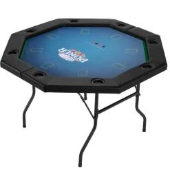 VEVOR Foldable Poker Table, 8 Player 48 in Folding Casino Leisure Table with Padded Rails & Cup Holders, Octagonal Portable Game Tables with Felt & Metal Legs, for Texas Hold'em Game and Blackjack
