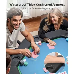 VEVOR Foldable Poker Table, 8 Player 48 in Folding Casino Leisure Table with Padded Rails & Cup Holders, Octagonal Portable Game Tables with Felt & Metal Legs, for Texas Hold'em Game and Blackjack