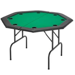 VEVOR Foldable Poker Table, 8 Player 48 in Folding Casino Leisure Table with Padded Rails & Cup Holders, Octagonal Portable Game Tables with Felt & Metal Legs, for Texas Hold'em Game and Blackjack