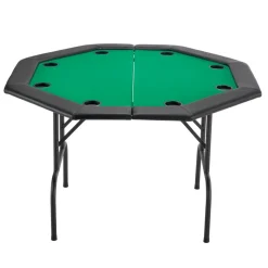VEVOR Foldable Poker Table, 8 Player 48 in Folding Casino Leisure Table with Padded Rails & Cup Holders, Octagonal Portable Game Tables with Felt & Metal Legs, for Texas Hold'em Game and Blackjack
