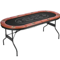 VEVOR Foldable Poker Table, 8 Player 72 in Folding Casino Leisure Table with Padded Rails and Cup Holders, Oval Portable Game Tables with Felt & Metal Legs, for Texas Hold'em Game and Blackjack