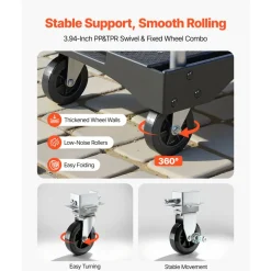 VEVOR Foldable Push Cart Dolly, 330 lbs Capacity, Folding Platform Truck with Swivel Wheels, Moving Platform Hand Truck Flatbed Cart, Adjustable Push Handle, for Easy Storage, 26.8 x 19.5 x 4.5 in